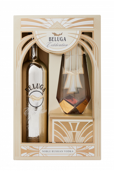 Geschenkpackung Vodka Beluga Celebration (70cl) + Glas