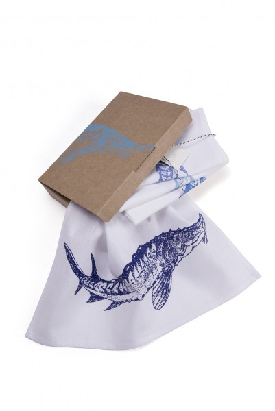 Ensemble de 4 serviettes « Esturgeon » - bleu